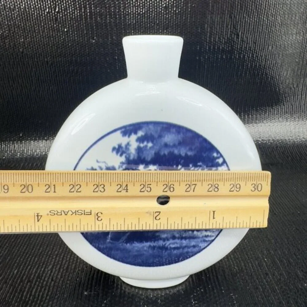 ROYAL COPENHAGEN Denmark Fajance Blue Porcelain Vase‎ Bottle Dansk Landskab Vase